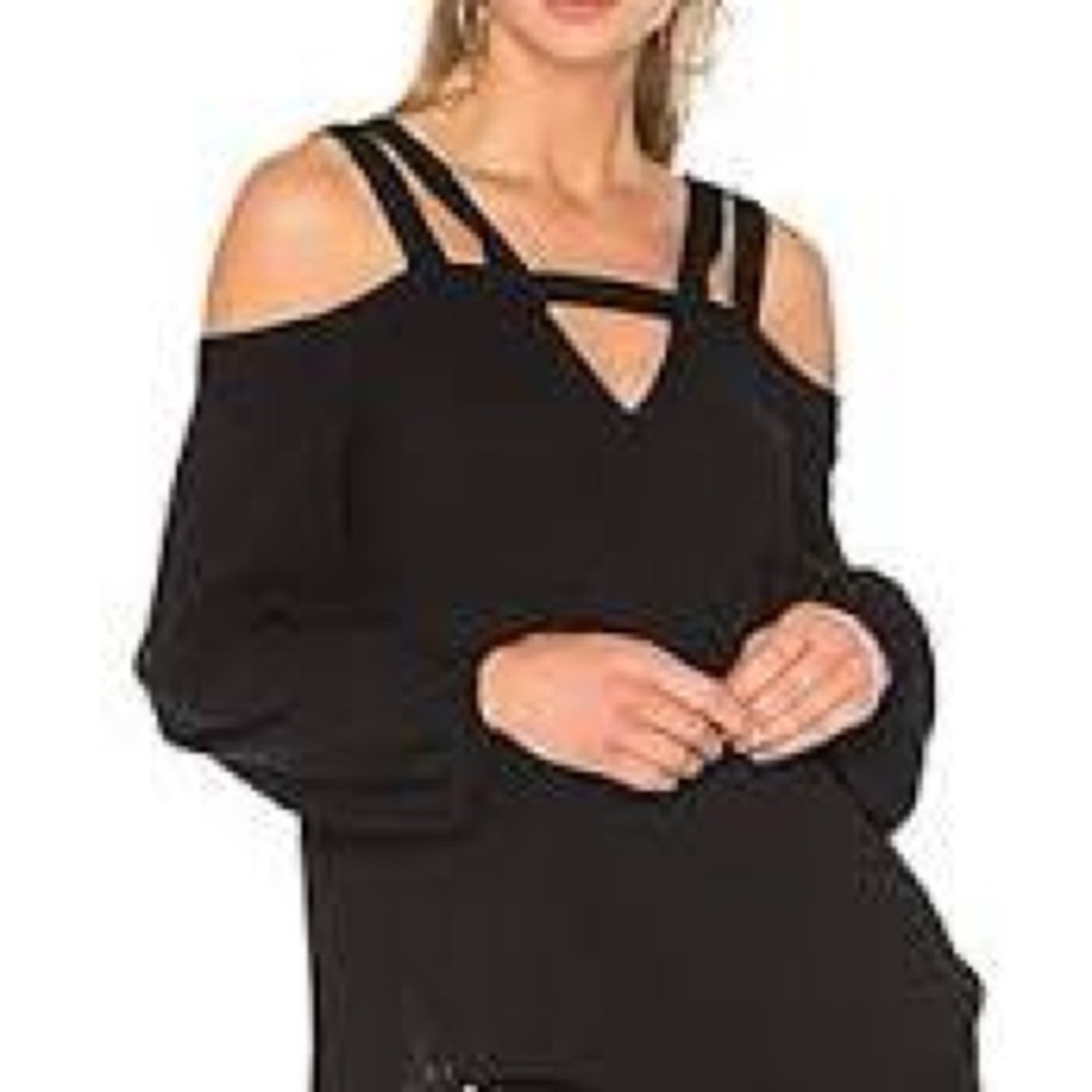 BCBGMAXAZRIA Womens Tina Cold Shoulder Top in Black Size Small